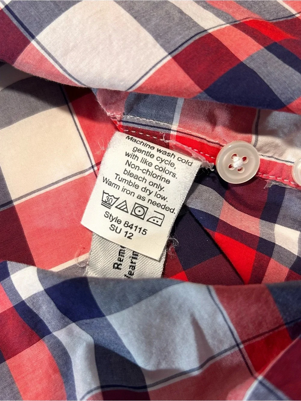 J.Crew Men's Small Plaid Button Down Shirt Red White Navy Long Sleeve